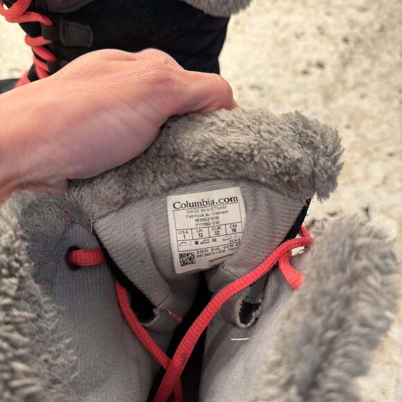 Columbia Ice Maiden II Black Waterproof Faux Fur Lace-Up Winter Snow Boots Girls - Picture 5 of 6